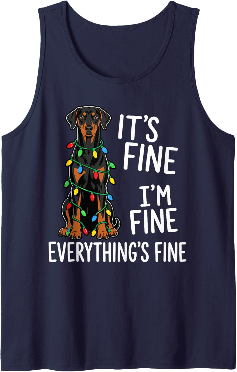 Xmas Doberman Pinscher Dog Lover Funny Christmas Sleeveless Tank Top - Navy Blue