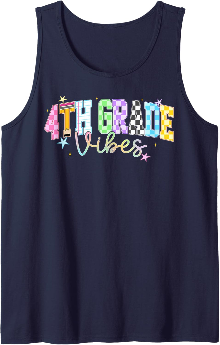 4th Grade Vibes Shirts Teacher Back to School Fourth Grade Tank Top - Navy Blue