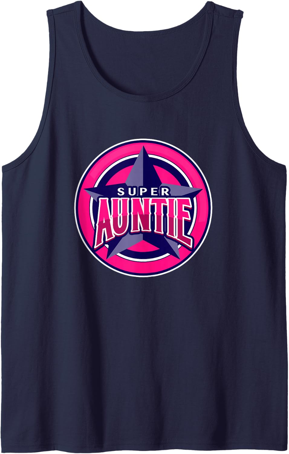 Super Auntie Funny Hero Sleeveless Tank Top - Navy Blue