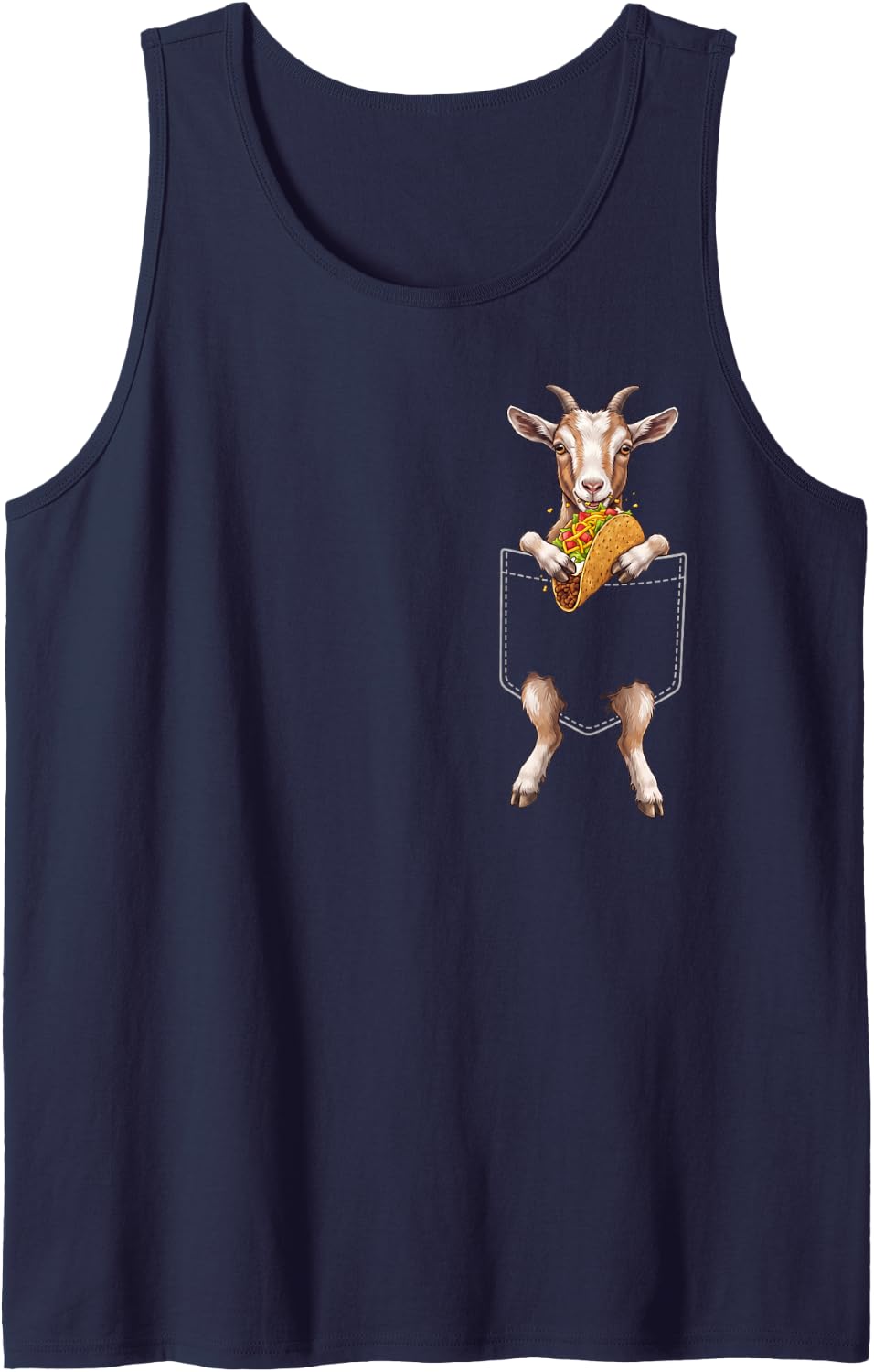 Goat Pocket Taco Mexican Food Lover Men Women Kids Sleeveless Tank Top - Navy Blue