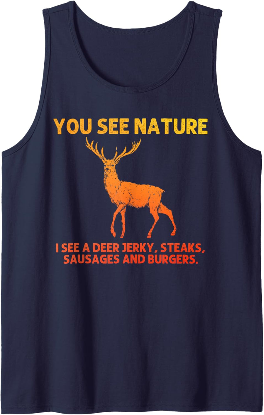 Deer Hunting Art for Men Women Wildlife Hunter Deer Hunting Sleeveless Tank Top - Navy Blue