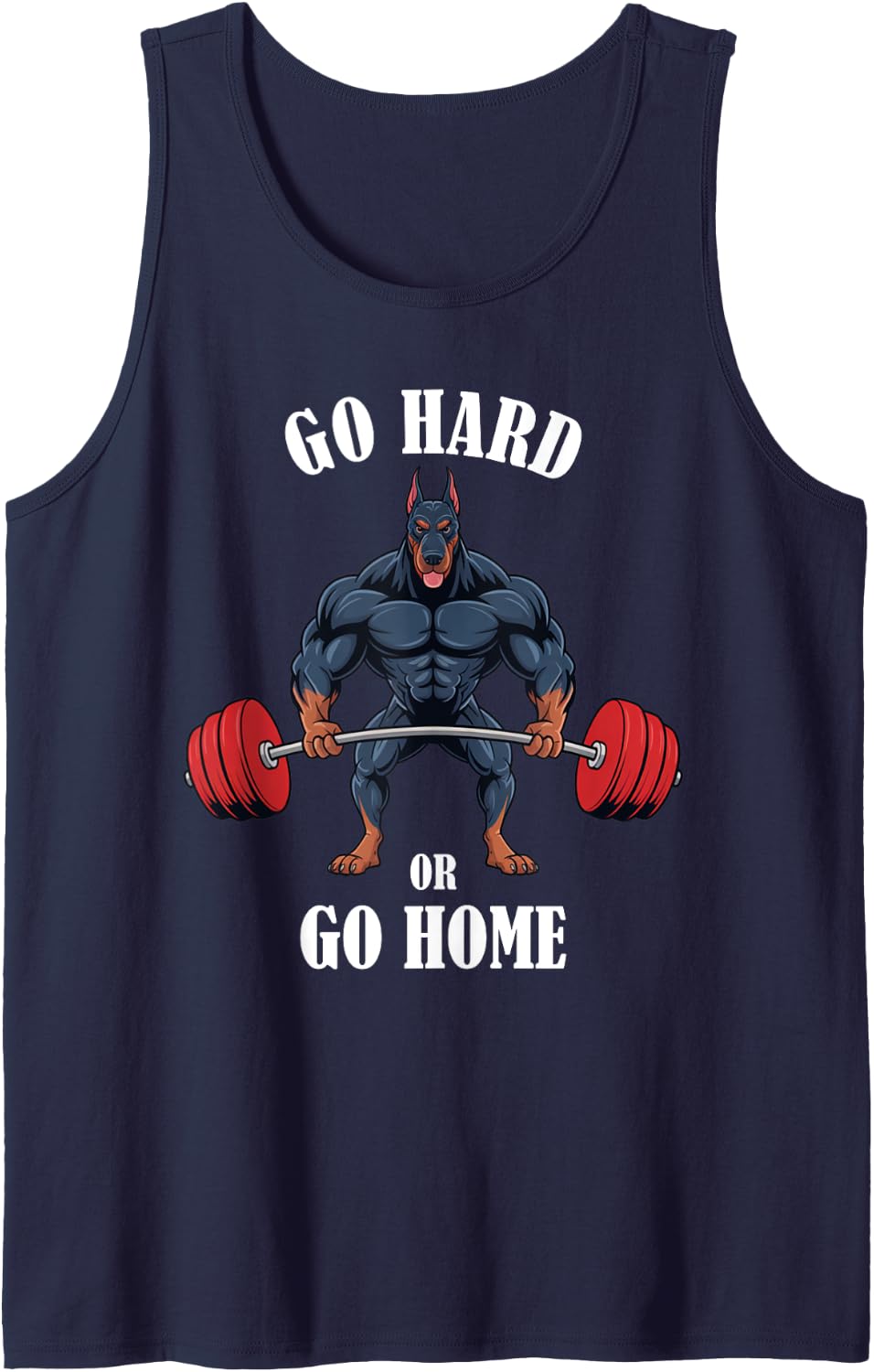 Doberman Pinscher Workout Shirt Weightlifting Gym Tank Top - Navy Blue