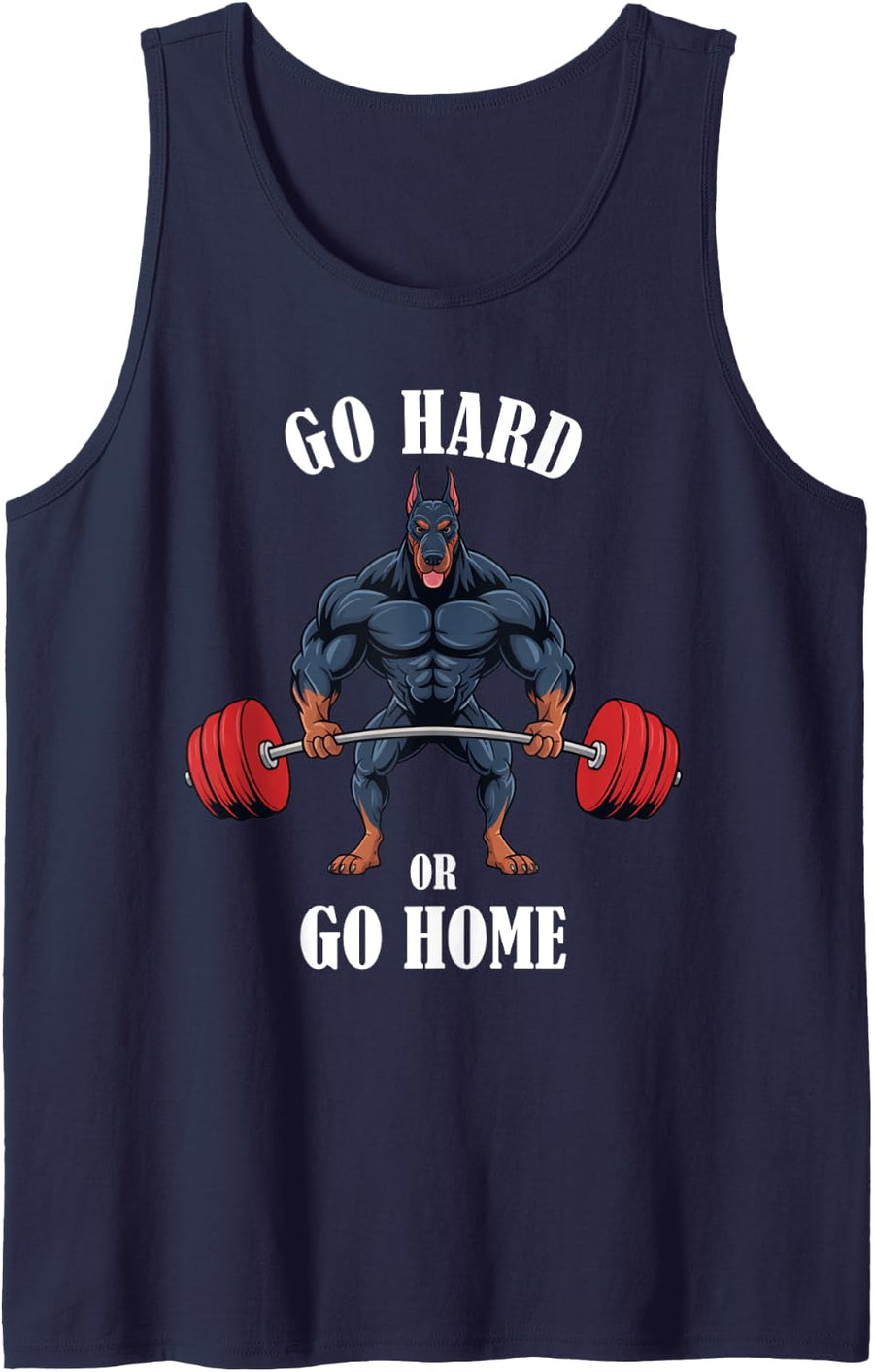 Doberman Pinscher Workout Shirt Weightlifting Gym Tank Top - Navy Blue