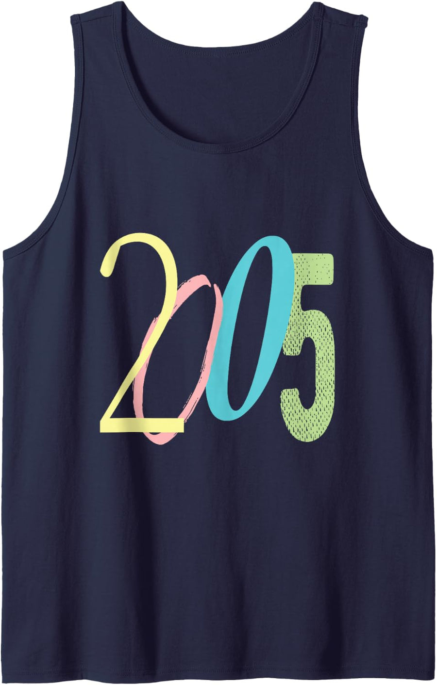 2005 Year, Colorful Retro Large Number Vintage Birthday Tank Top - Navy Blue