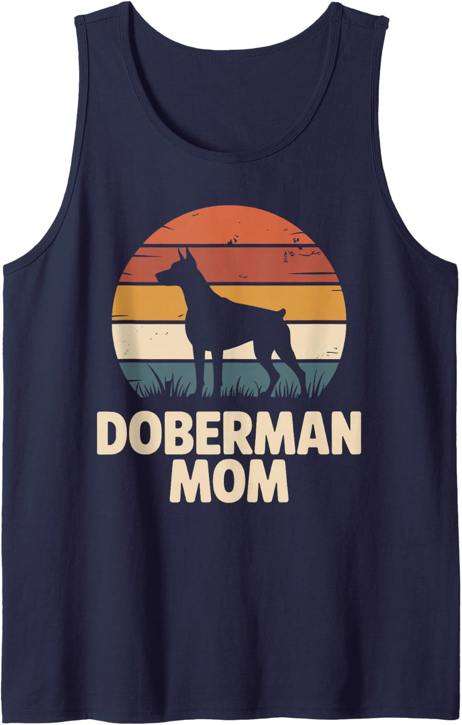 Cool Doberman Art for Women Girl Mom Doberman Pinscher Lover Sleeveless Tank Top - Navy Blue
