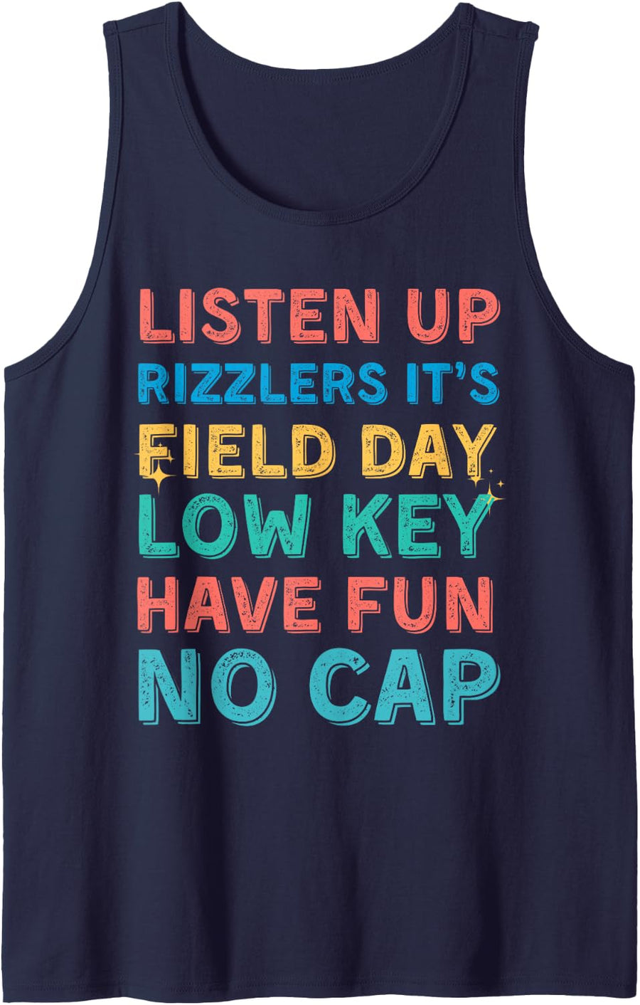 Funny Field Day Shirt Listen Up Rizzlers Field Day 5th Grade Tank Top - Navy Blue