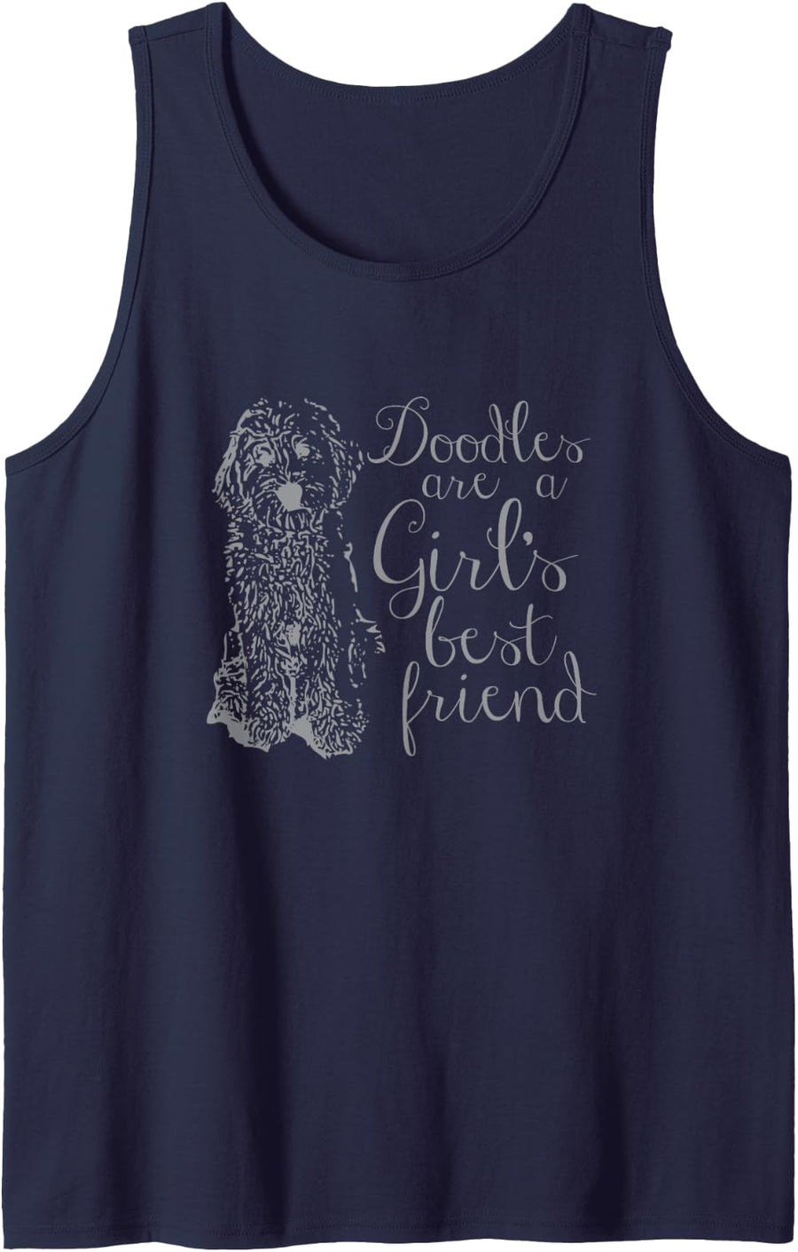 Doodles are a Girl's Best Friend Golden Labradoodle Tank Top - Navy Blue