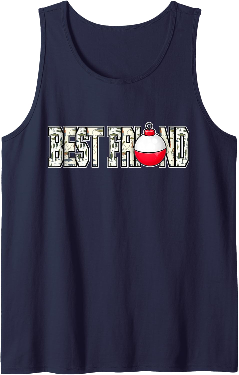 Best Friend Fishing Bestie of The Birthday Party Sleeveless Tank Top - Navy Blue