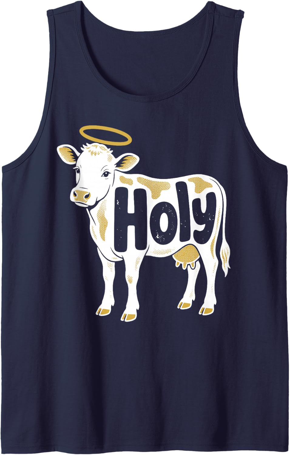 Funny Cow Dairy Farmer Farming Agriculture Sleeveless Tank Top - Navy Blue