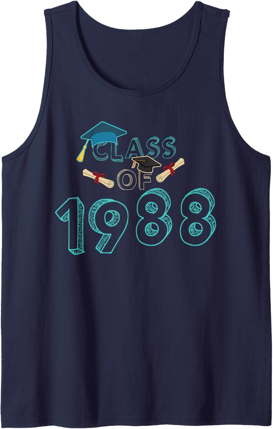 Class of 1988 Graduation School Reunion Student Teacher Sleeveless Tank Top - Navy Blue