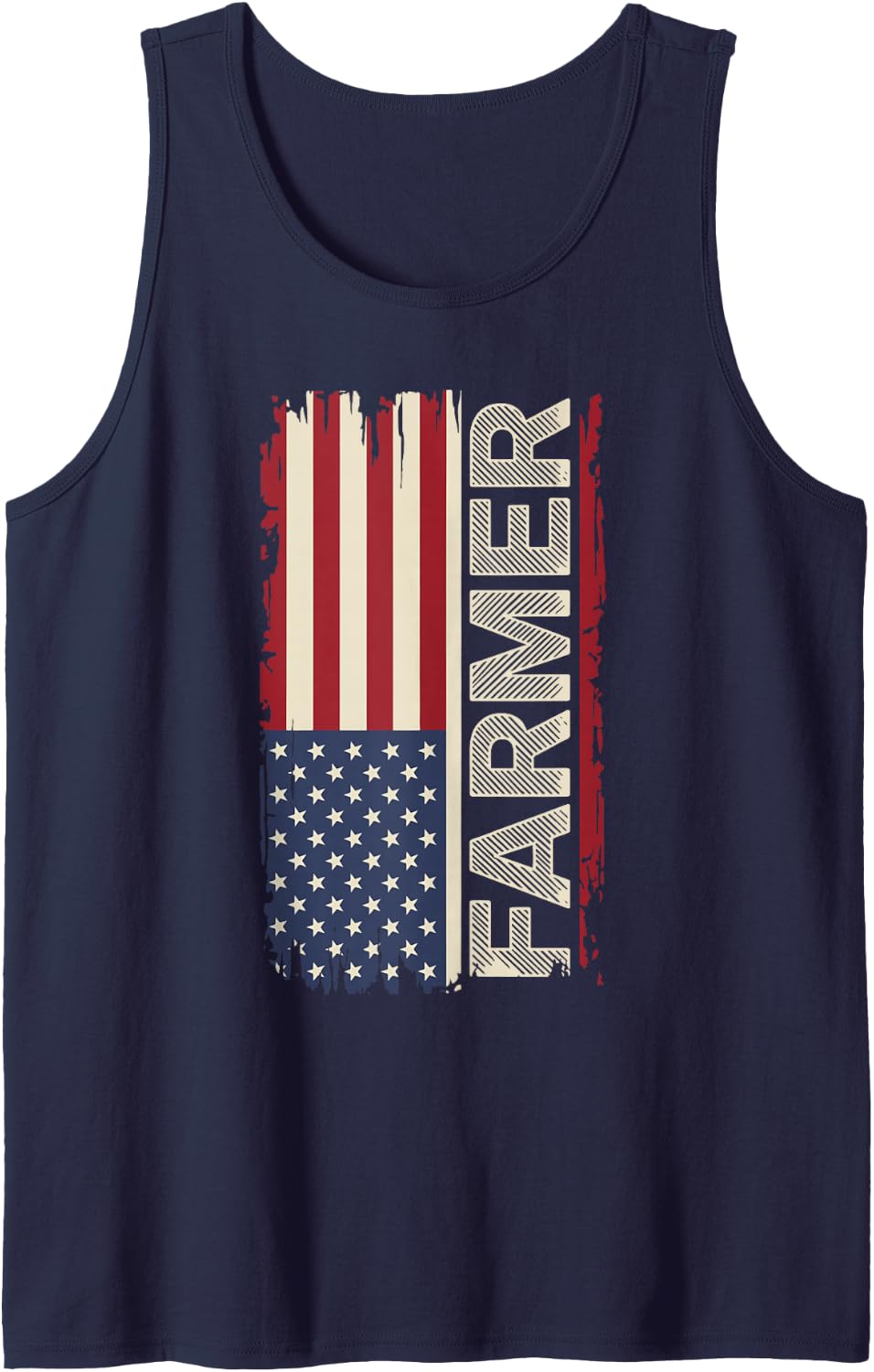 American Farmer Patriotic Agriculture USA Farming Design Sleeveless Tank Top - Navy Blue