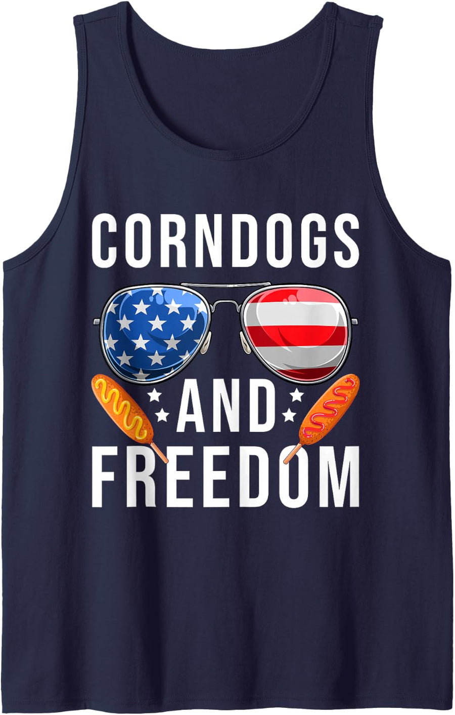 Corndogs Freedom Corn Dog American Flag Patriotic 4th July Tank Top - Navy Blue