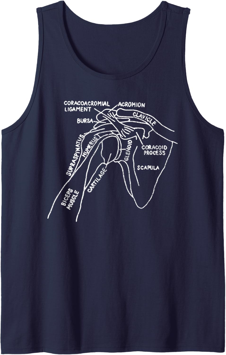 Shoulder Anatomy Shoulder Physical Therapist Occupational T Sleeveless Tank Top - Navy Blue