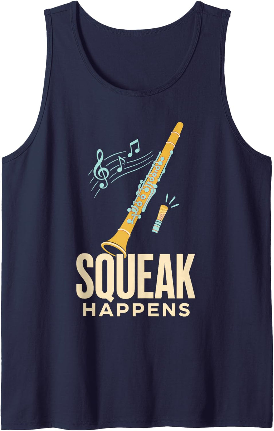 Clarinet Squeak Happens Musician Band Marching Sleeveless Tank Top - Navy Blue