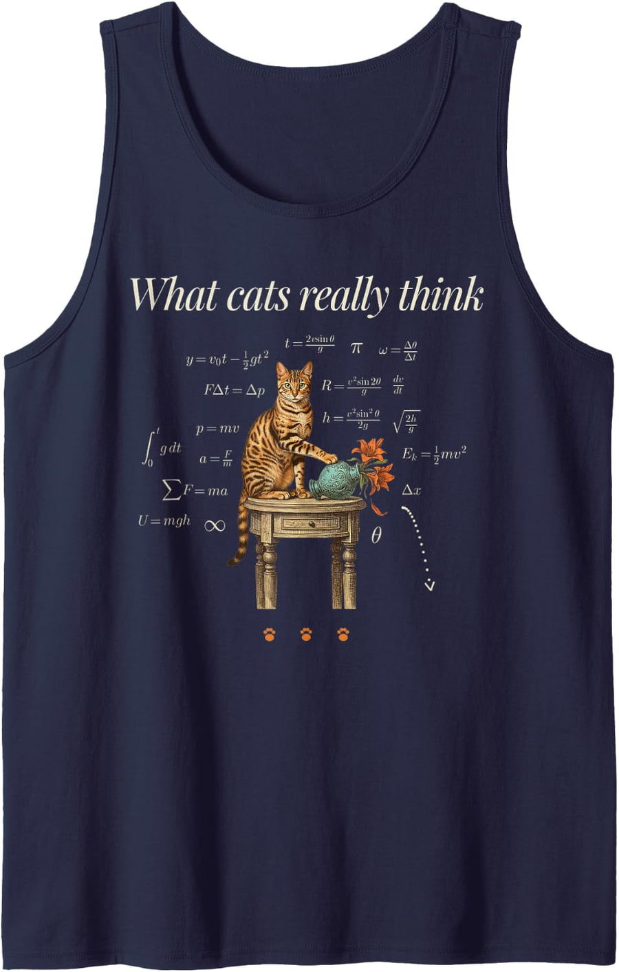 What Cats Really Think Bengal Cat Physics Science Nerd Sleeveless Tank Top - Navy Blue