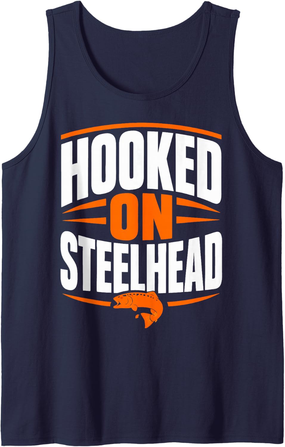 Steelhead Angler Fisherman River Fly Fishing Sleeveless Tank Top - Navy Blue