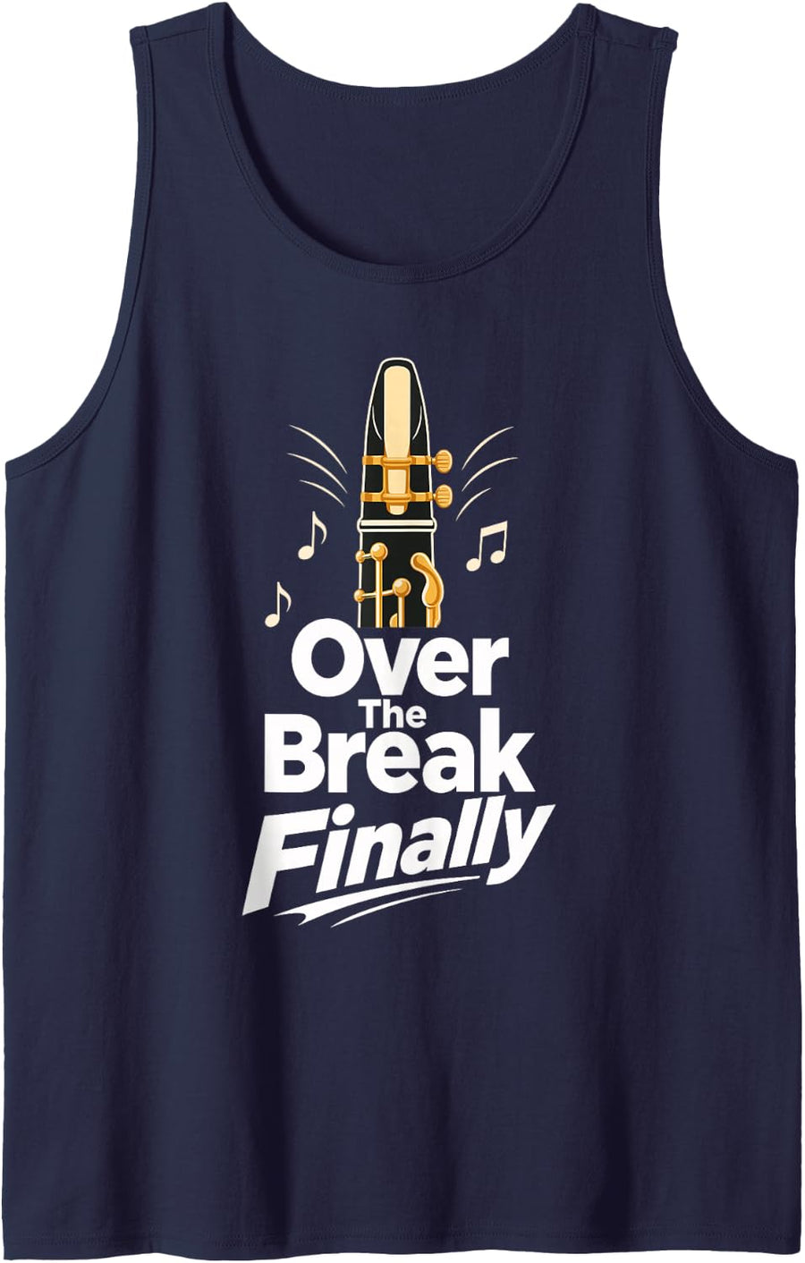 Clarinet Over The Break Finally Music Player Sleeveless Tank Top - Navy Blue