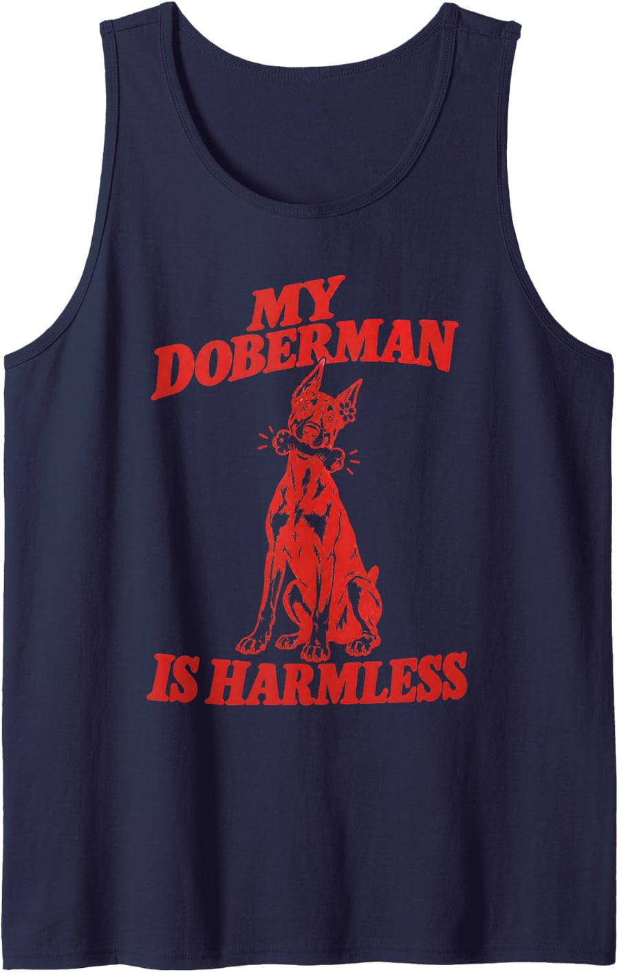 My Doberman is Harmless Dog Mom Dad Sleeveless Tank Top - Navy Blue
