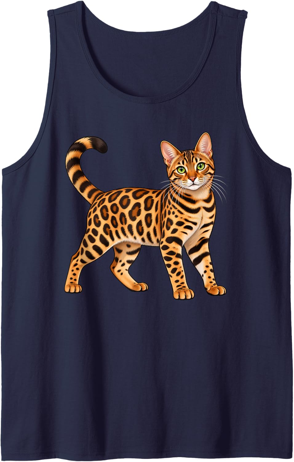 Bengal Cat Cute Cat Lover Sleeveless Tank Top - Navy Blue