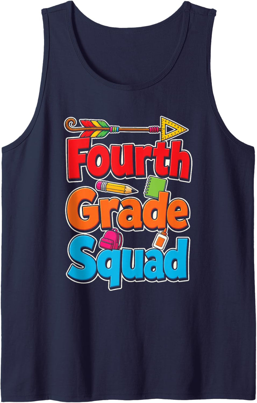 Fourth Grade Squad Matching School Staff Team First Day Sleeveless Tank Top - Navy Blue