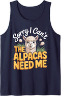 Sorry I Can't The Alpacas Need Me Alpaca Farmer Sleeveless Tank Top - Navy Blue