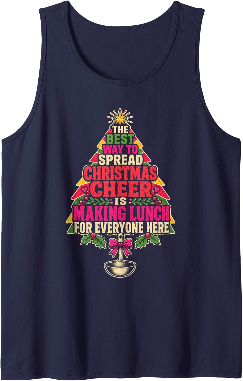 Lunch Lady Christmas School Cafeteria Worker Elementary Sleeveless Tank Top - Navy Blue