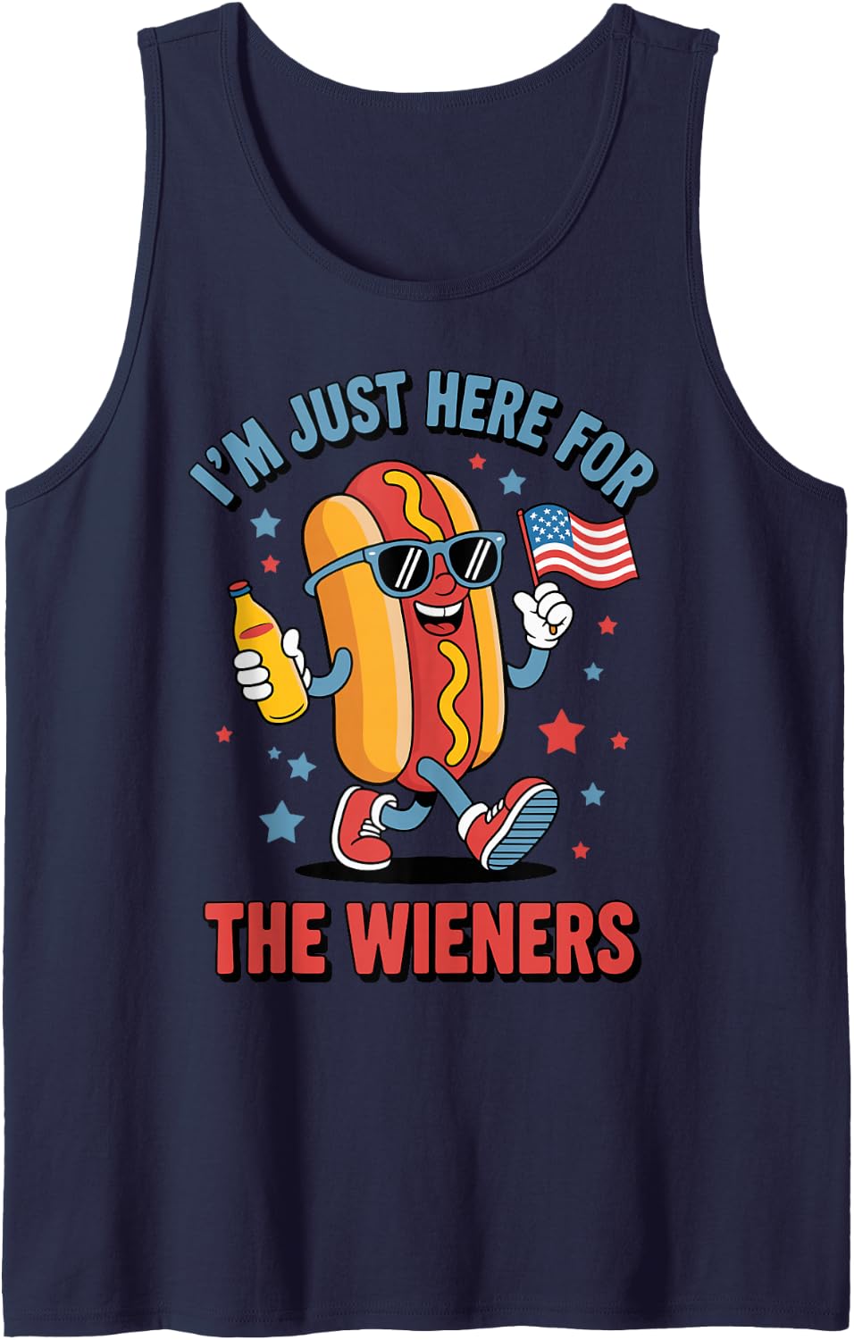 I'm Just Here For The Wieners Funny HotDog Tee For Men Women Tank Top - Navy Blue