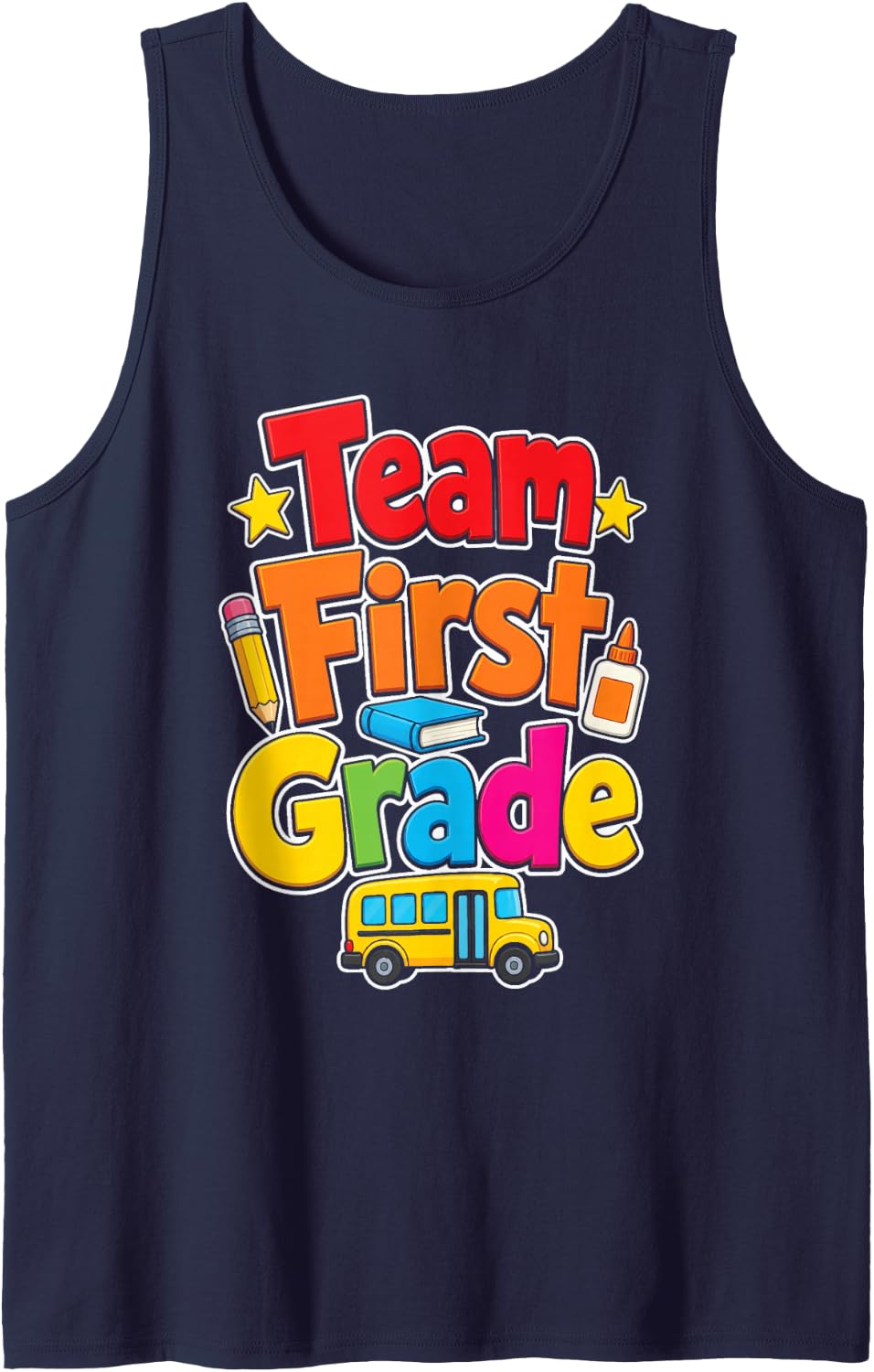 1st Grade Team Squad Matching Elementary School Class Sleeveless Tank Top - Navy Blue