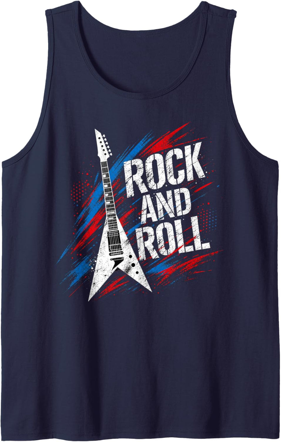 Electric Guitar Rock and Roll Design Tank Top - Navy Blue