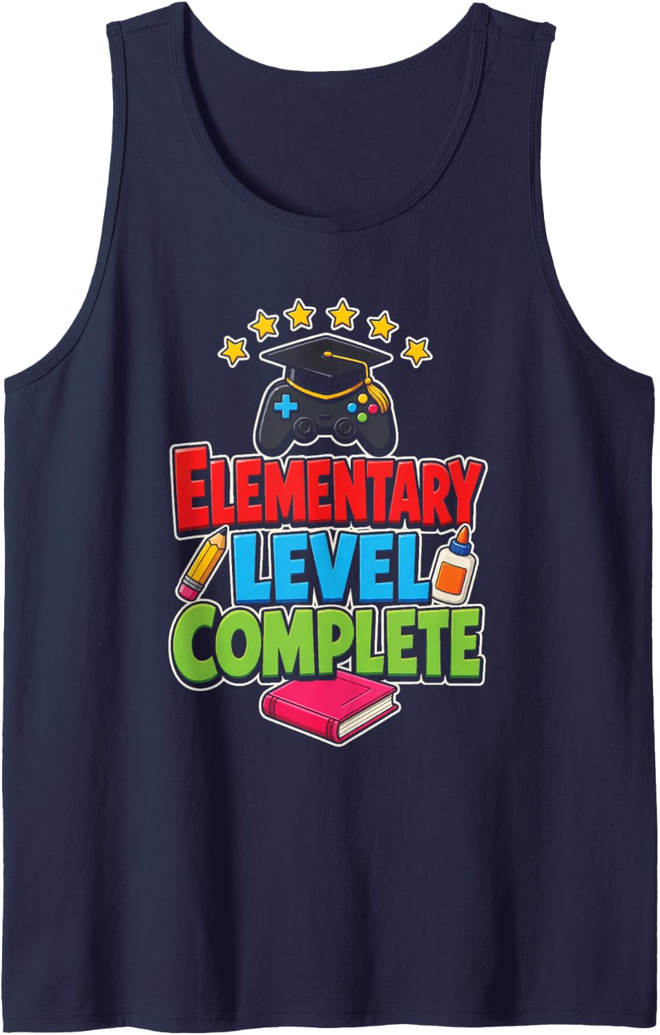 Elementary School Graduation Level Complete Moving Up Day Sleeveless Tank Top - Navy Blue