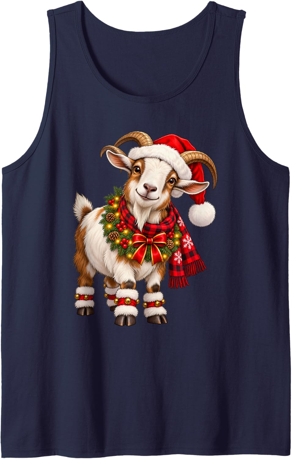 Goat Christmas Xmas Sleeveless Tank Top - Navy Blue