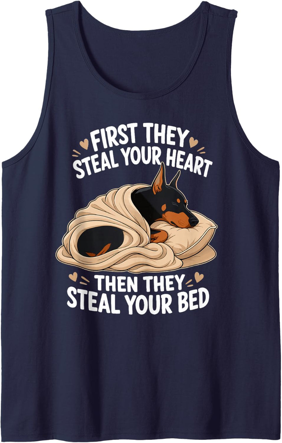 Funny Doberman Pinscher Sleeveless Tank Top - Navy Blue