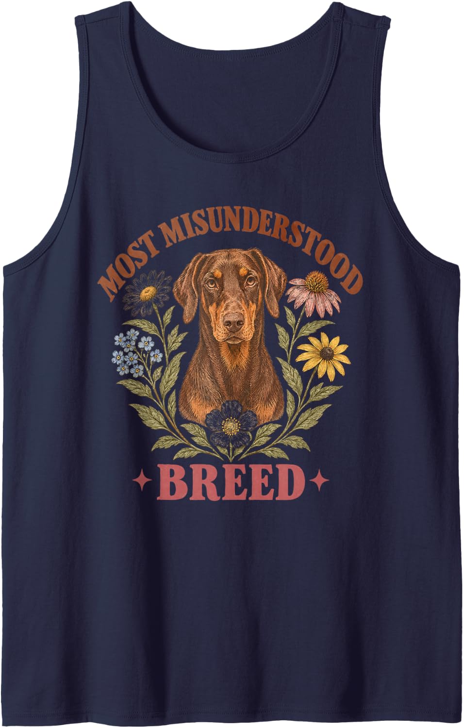 Most Misunderstood Breed Doberman Pinscher Dog Sleeveless Tank Top - Navy Blue