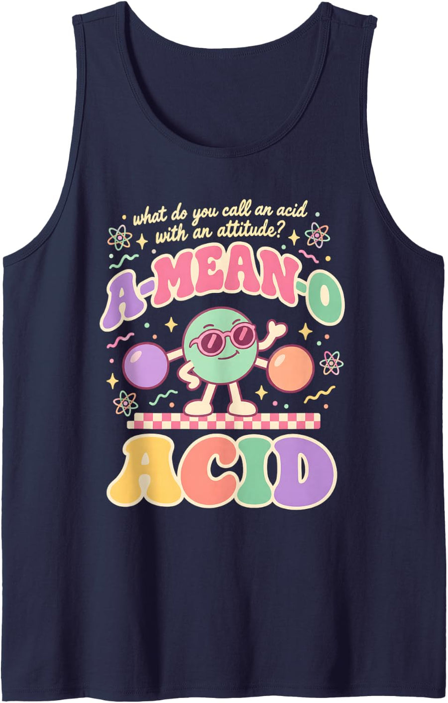 A Mean O Acid Science Chemistry Amino Acid Sleeveless Tank Top - Navy Blue