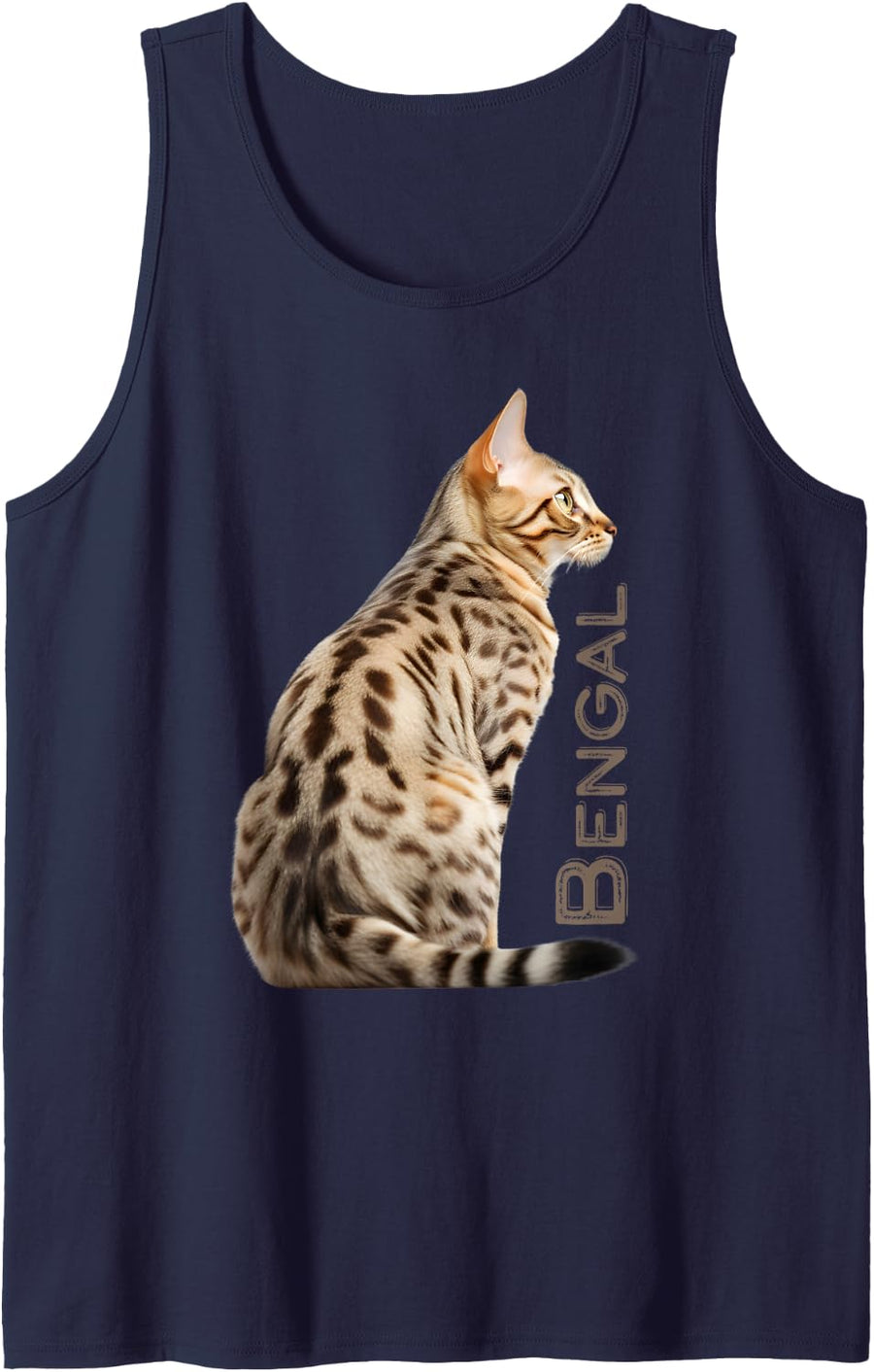 Bengal Breed Cat Dad Leopard Spotted Kitty Men Women Sleeveless Tank Top - Navy Blue
