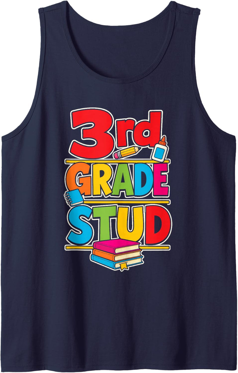3rd Grade Stud First Day of Elementary School Kids Sleeveless Tank Top - Navy Blue