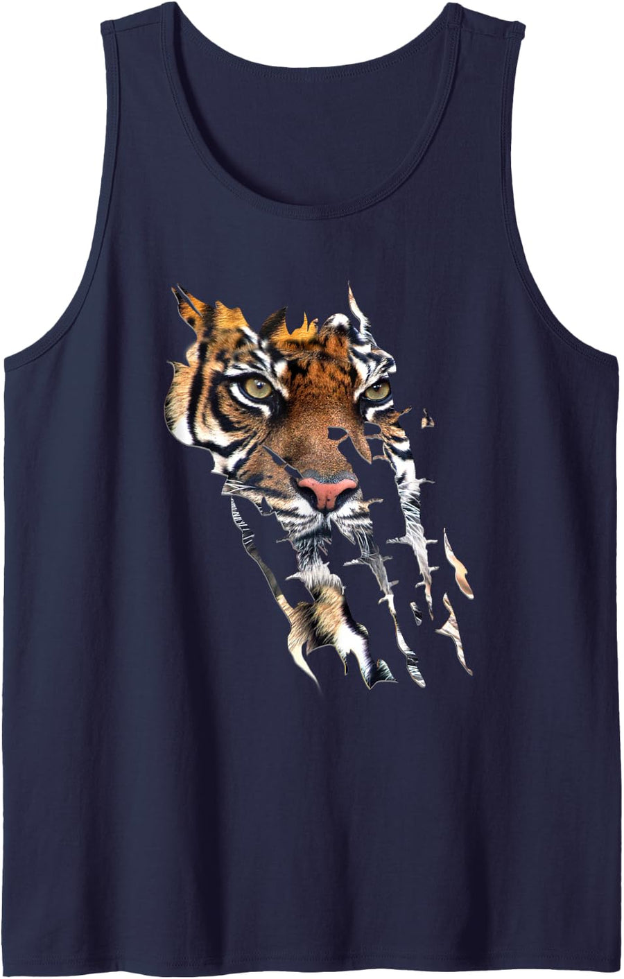 Bengal Tiger Face Wild Cat Paws African Safari Sleeveless Tank Top - Navy Blue