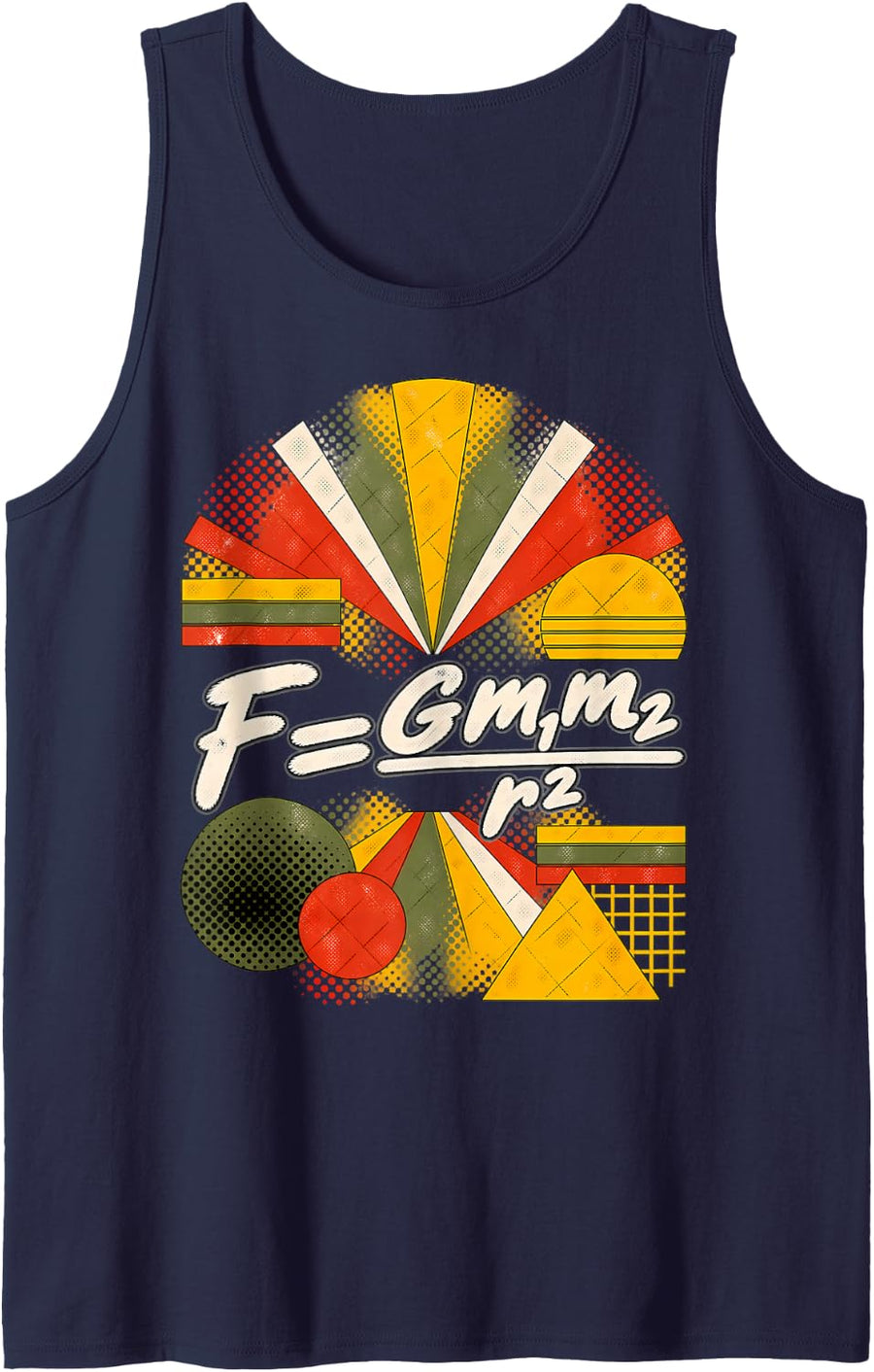 Newton's Gravity Law Equation Physics Design Sleeveless Tank Top - Navy Blue