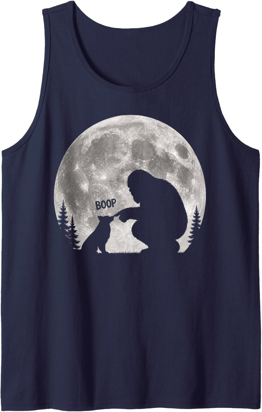 Bigfoot Boop Dog Nose Border Collie Moon Sasquatch Tank Top - Navy Blue