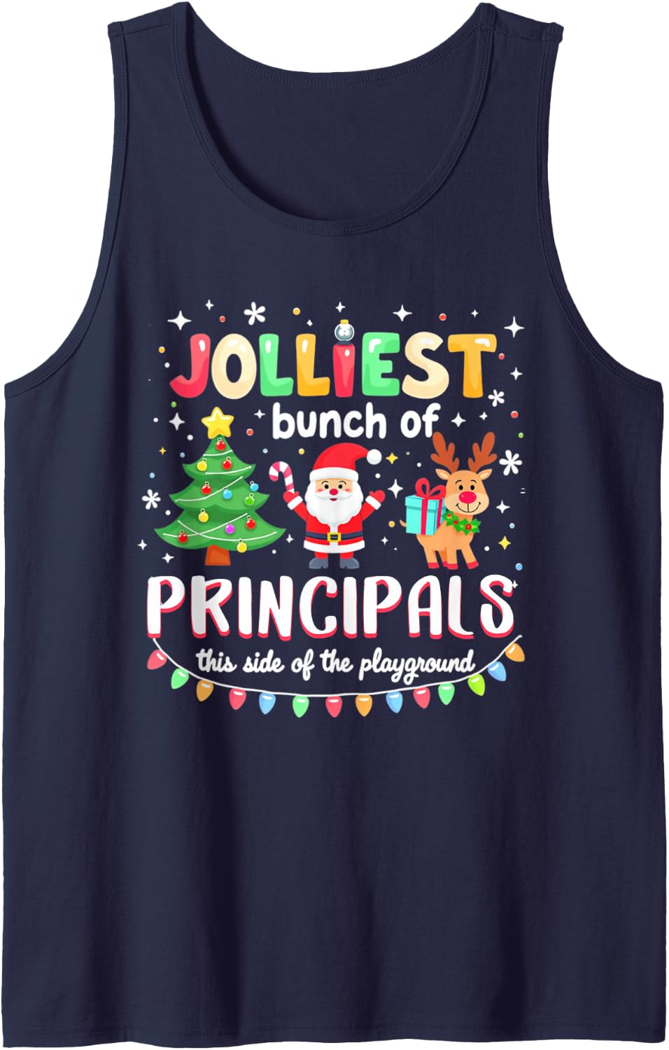 Jolliest Bunch of Principals This Side of The Playground Sleeveless Tank Top - Navy Blue