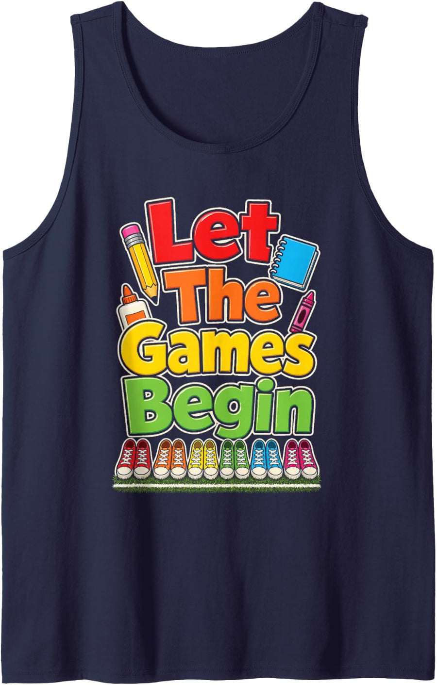 Elementary School Field Day Let The Games Begin Kids Sleeveless Tank Top - Navy Blue