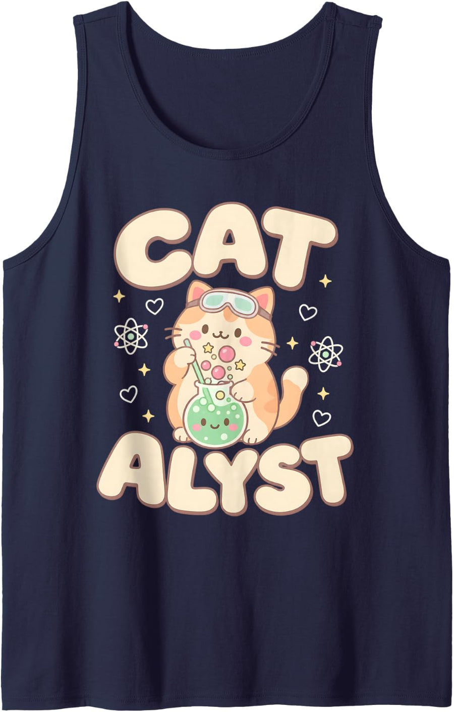 Catalyst Science Chemistry Cat Sleeveless Tank Top - Navy Blue