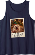 I Ate The Cookies Hedgehog Selfie Christmas Funny Sleeveless Tank Top - Navy Blue