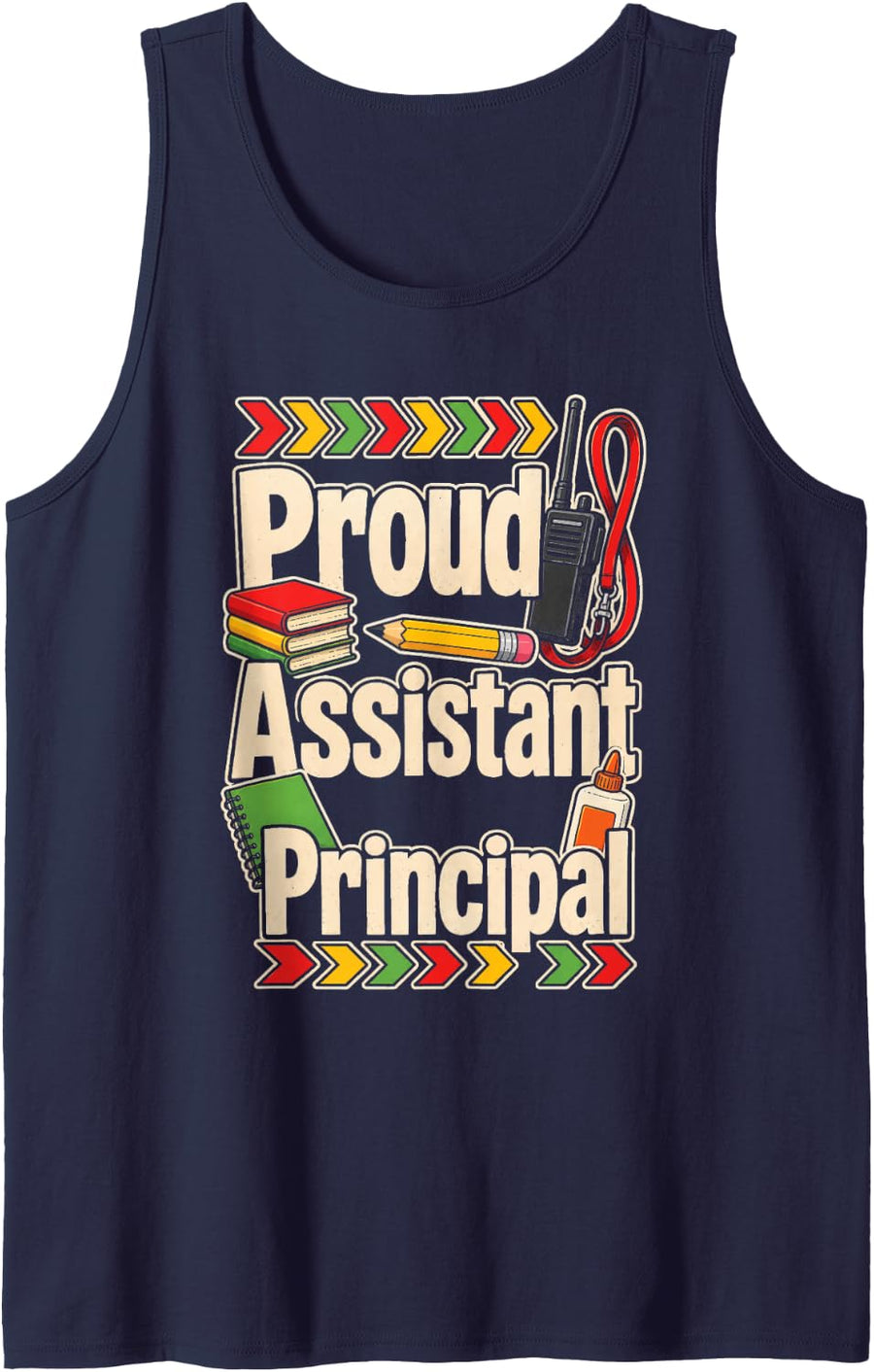 Assistant Principal Proud Elementary School Office Gift Sleeveless Tank Top - Navy Blue