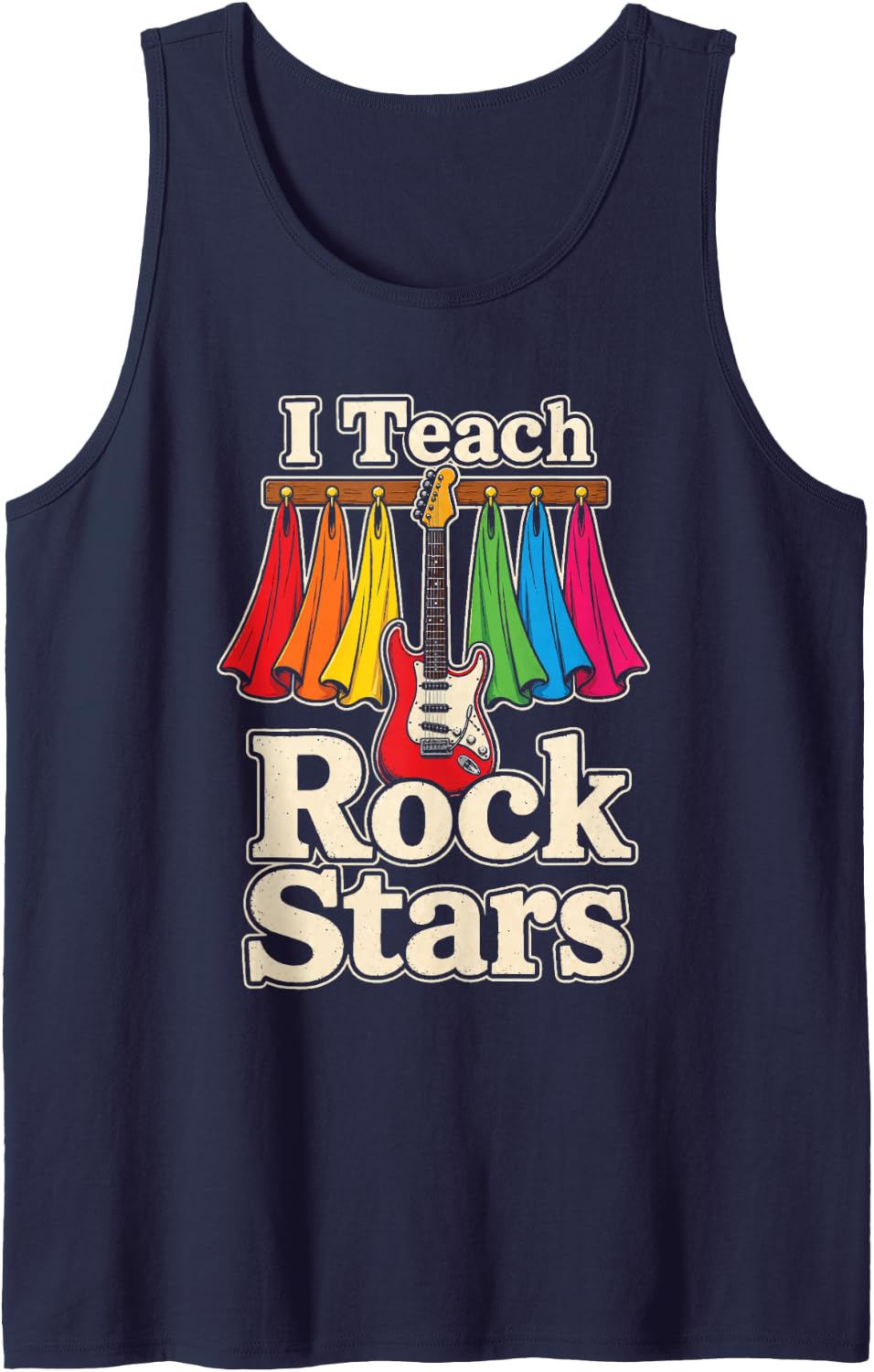 Elementary School Teacher I Teach Rock Stars Gift Sleeveless Tank Top - Navy Blue