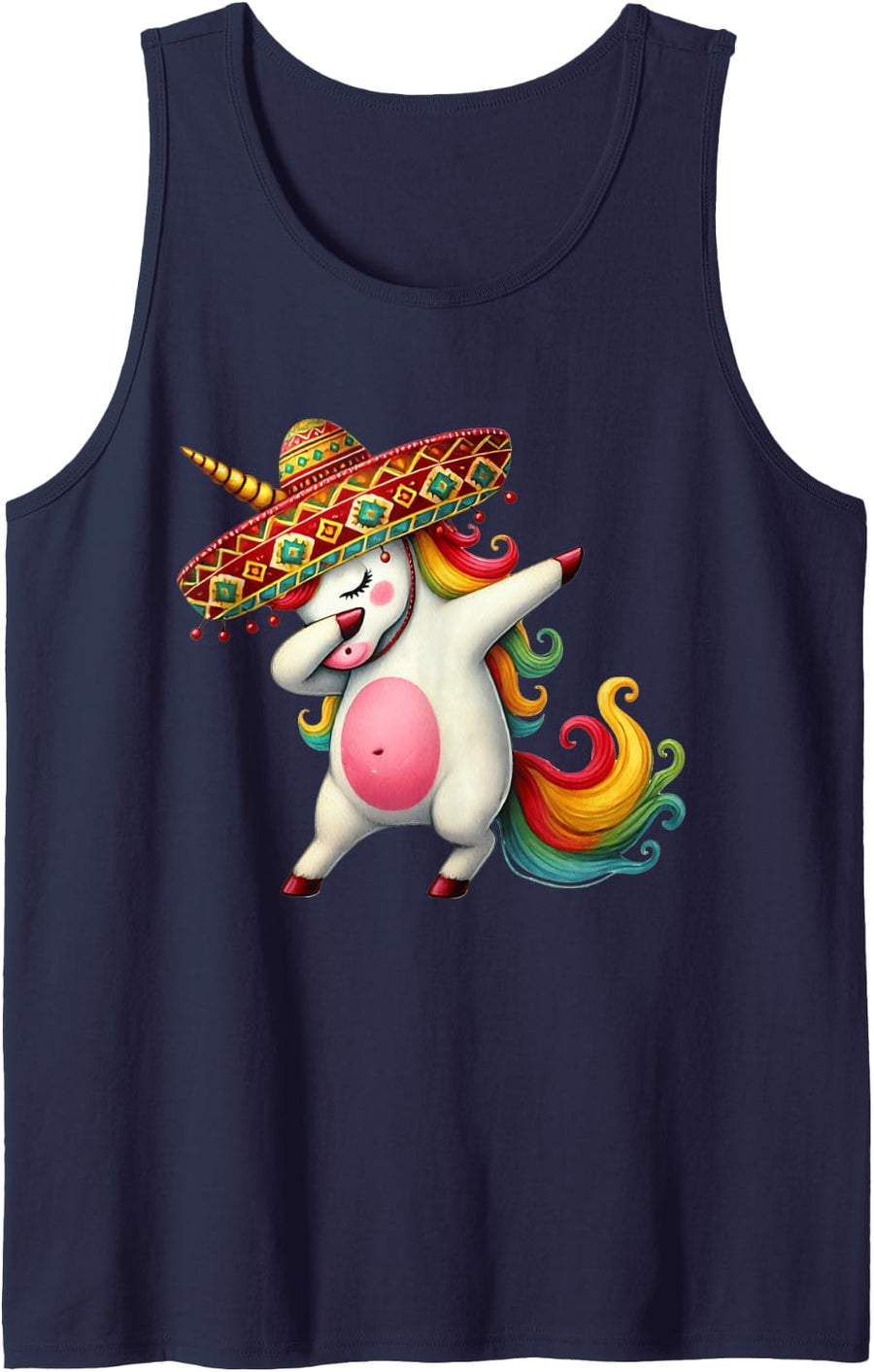 Cinco de Mayo Dabbing Unicorn Mexican Dab Kids Girls Fiesta Sleeveless Tank Top - Navy Blue