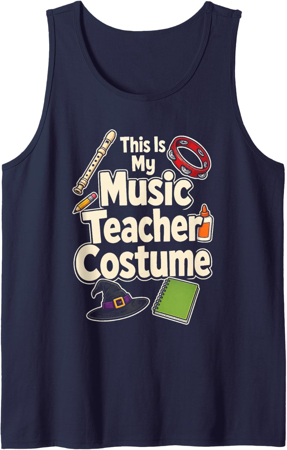 Elementary School Music Teacher This is My Costume Sleeveless Tank Top - Navy Blue