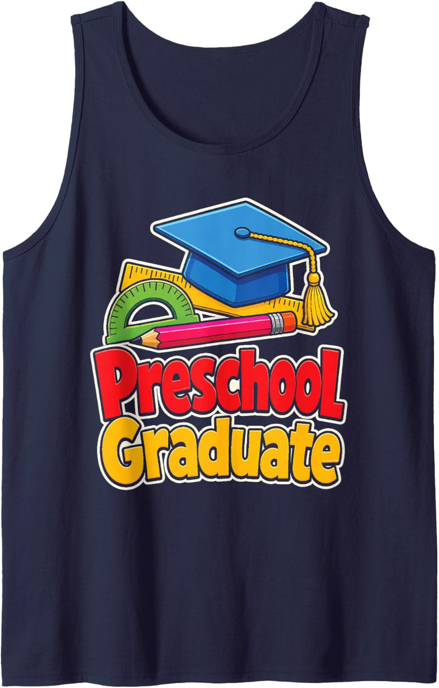 Preschool Graduate Elementary Graduation Math Kids Gift Sleeveless Tank Top - Navy Blue