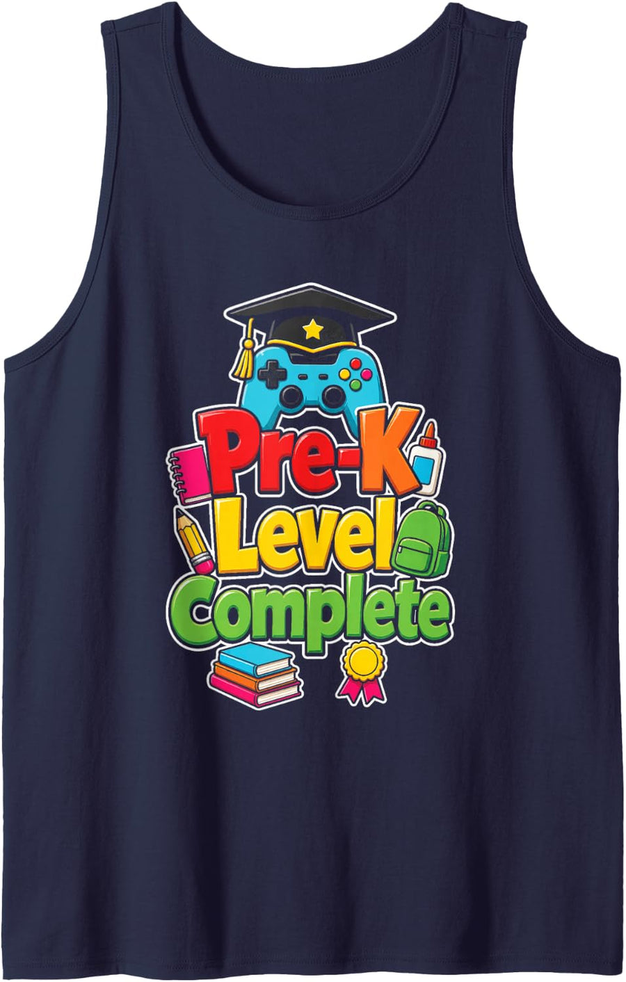 Preschool Graduation Pre-K Level Complete Elementary Grad Sleeveless Tank Top - Navy Blue