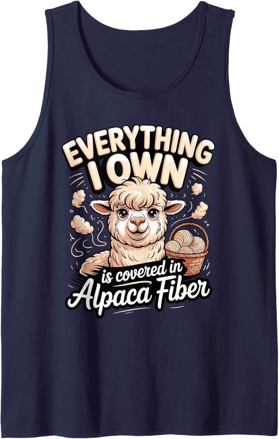 Everything I Own is Covered in Alpaca Sleeveless Tank Top - Navy Blue